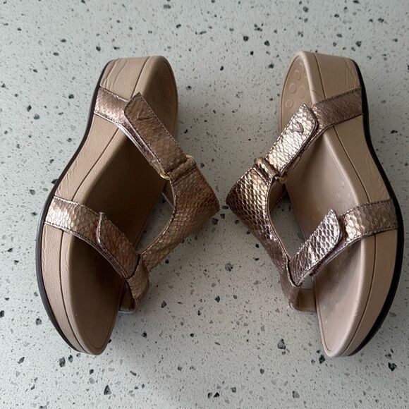 Vionic Ellie Rose Metallic Sandals Slides Snake Print Comfortable Wedges Size 5 - Picture 10 of 12